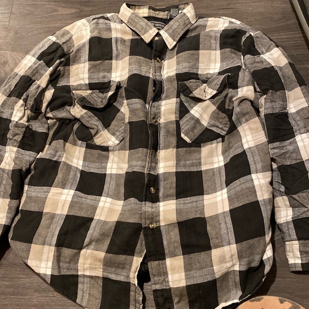David Taylor insulated black & white double pocket flannel / shacket